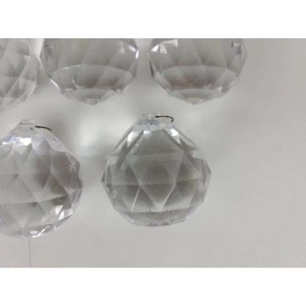 Lot of 5 Acrylic Lucite Faceted Round Prism‎ Balls  Chandelier Replacement 1.5